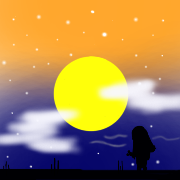 Girl looking at sunset