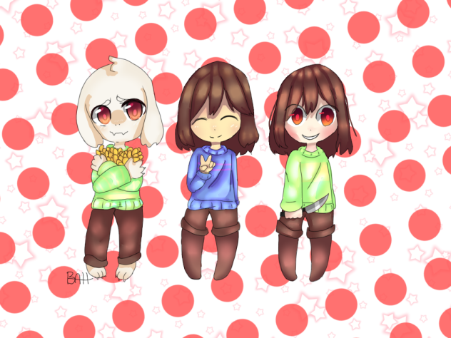 Undertale-Frisk, Asriel, and Chara - ibisPaint