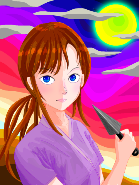 月夜の忍者女子  Ninja girl