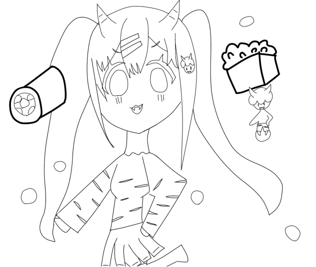 桜ちゃん　＜節分＞線画