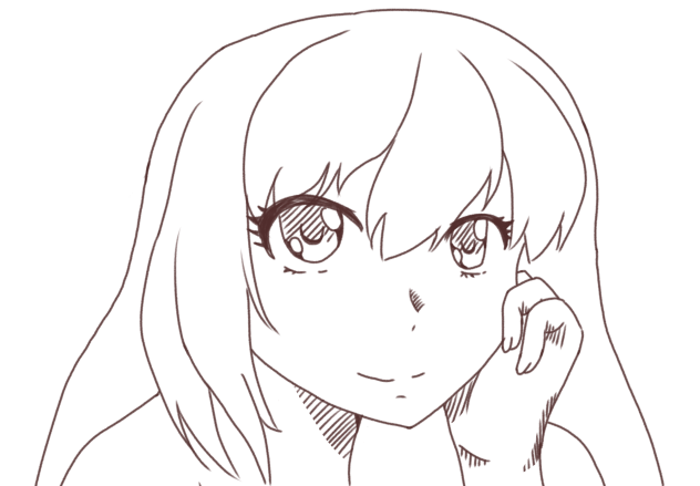 thinking girl lineart