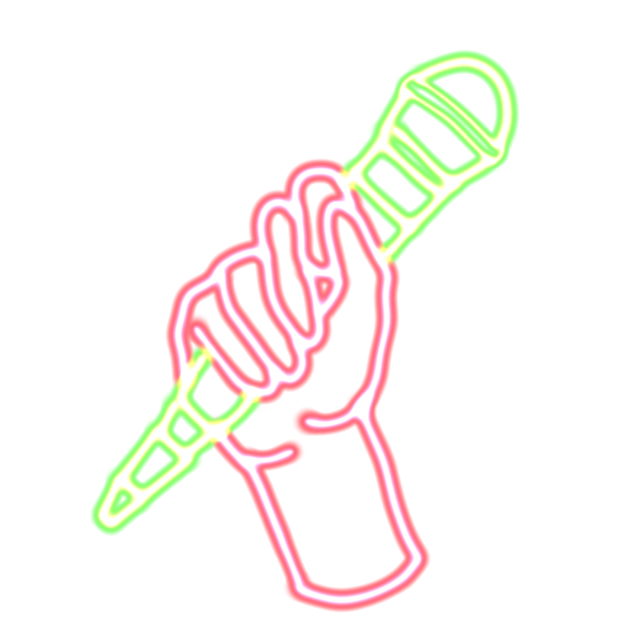 Neon Hand holding Microphone2