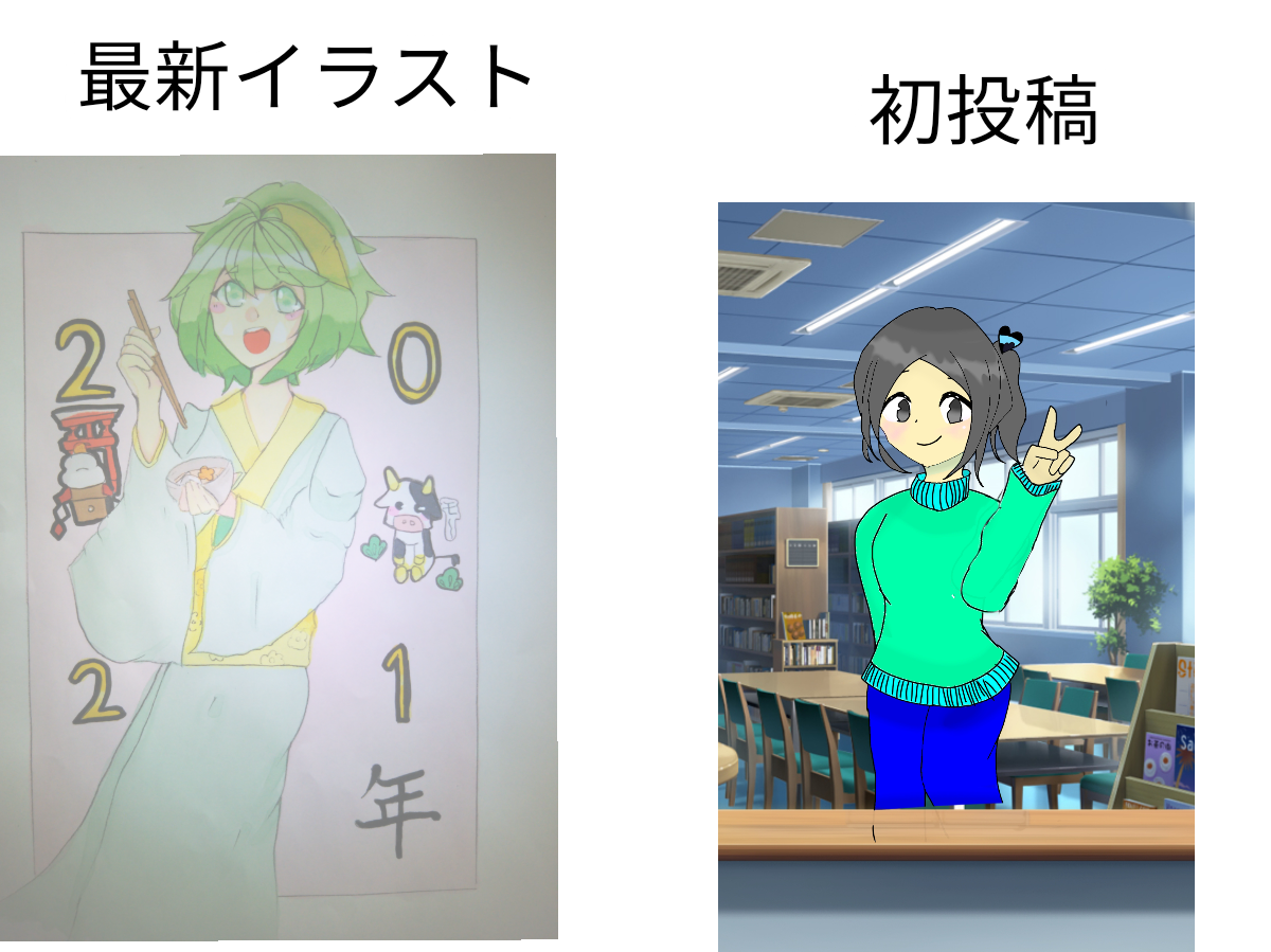 前と今を比較 イラスト Ibispaint