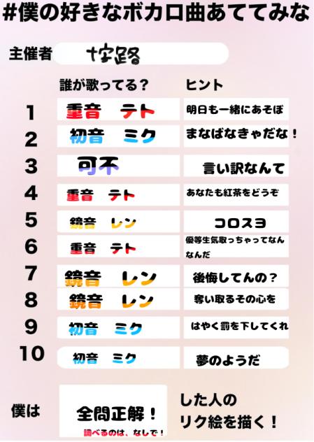 僕の好きなボカロ曲あててみな！