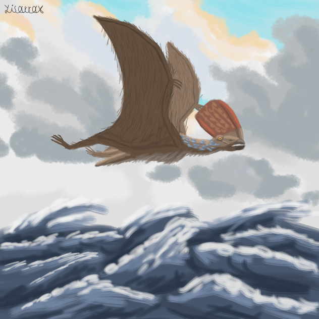 Tupandactylus Flying Over the Sea