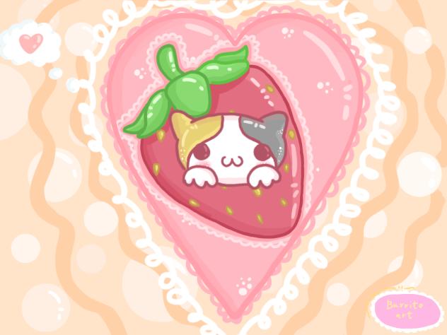 kitty cat strawberry 🍓