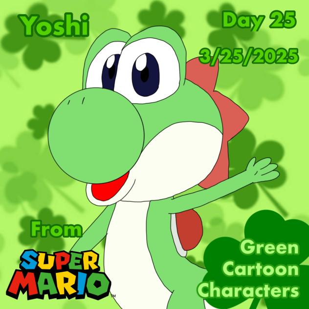Green Cartoon Characters Day 25 Yoshi