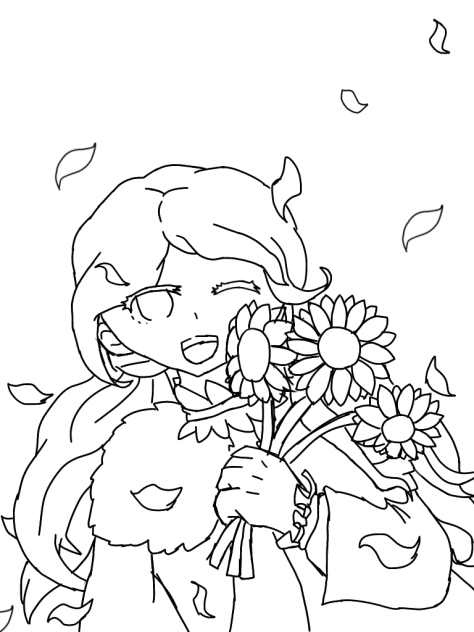 ひまわり　線画