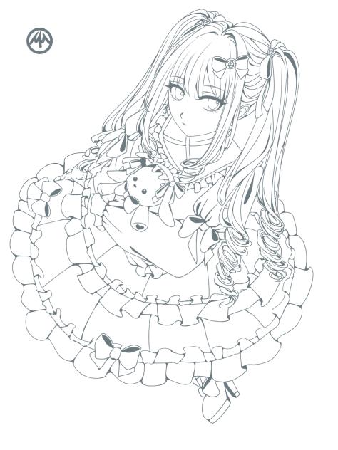 女子　参　塗り絵