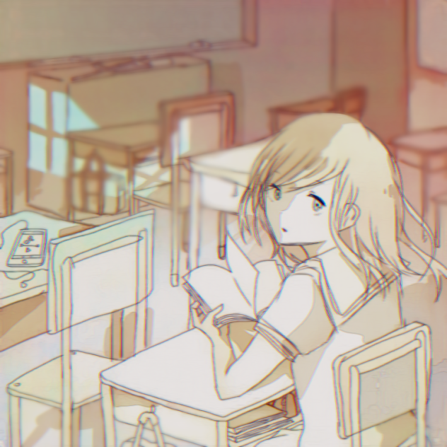 教室で