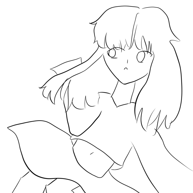 Girl in the Clouds - Lineart