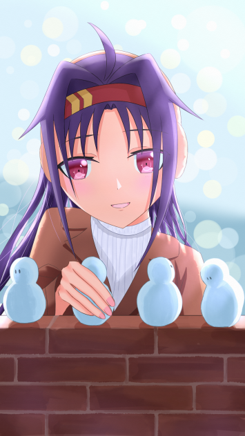 雪だるまを作るユウキ