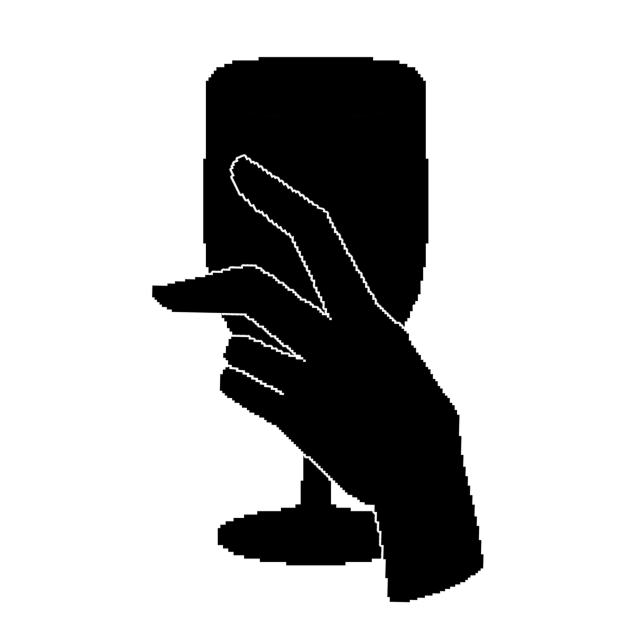 Hand silhouette holding a wine glass