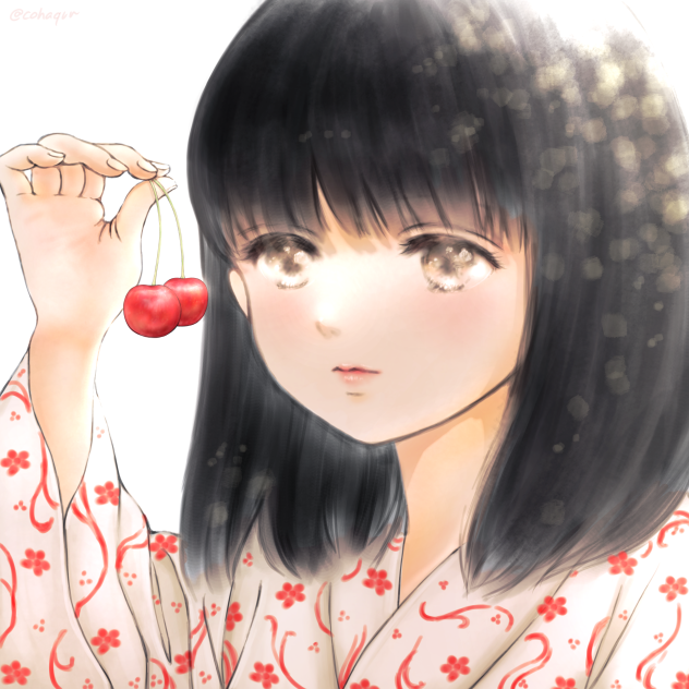 さくらんぼと女の子。