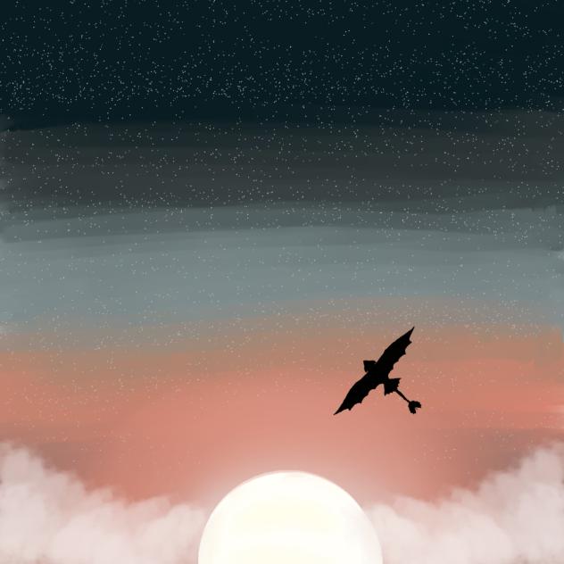 Sunset + toothless in the sky