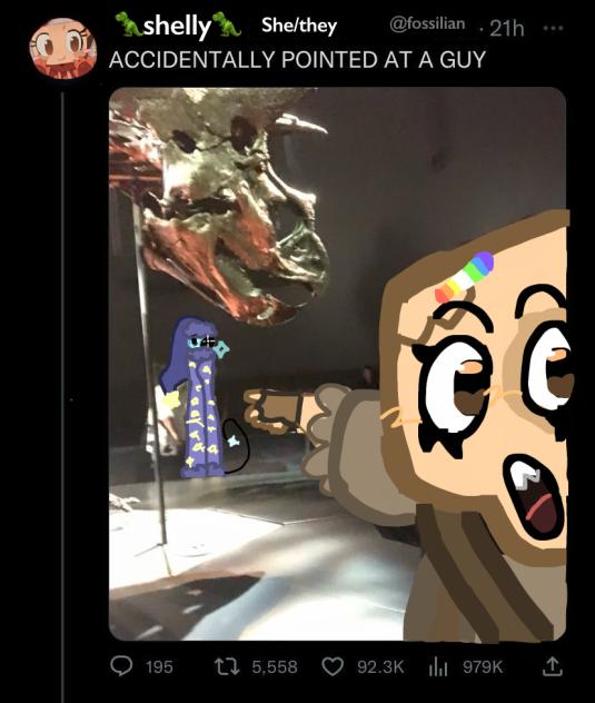 accidentally pointed at astro😭🦖