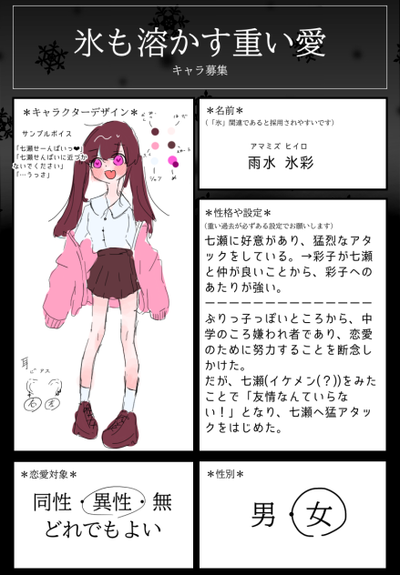 キャラ募久しぶりだな()