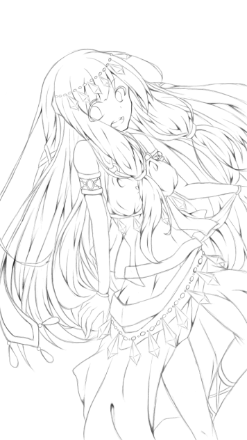 踊り子女の子  線画