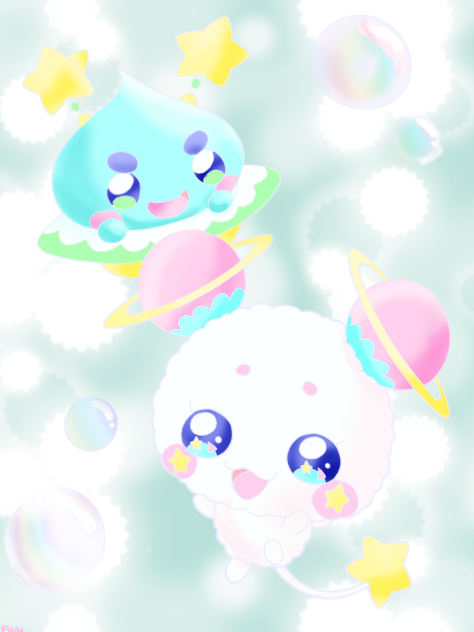 フワとプルンス【市販ぬりえ線画】