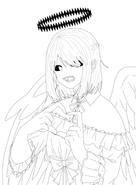 天使 線画