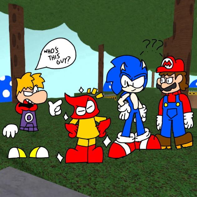 Mario, Sonic, Rayman, and Plok