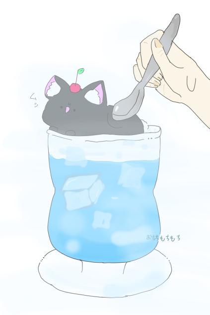 クリームソーダ猫(塗り絵)