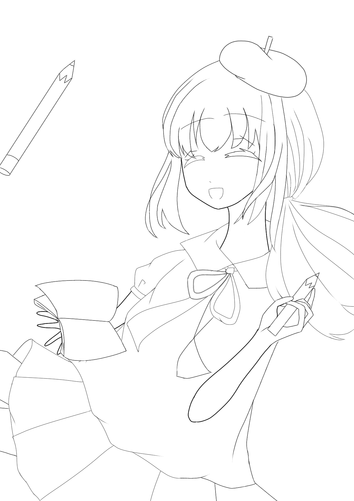 筆で描く私のセカイ の表紙イラストの線画 Ibispaint