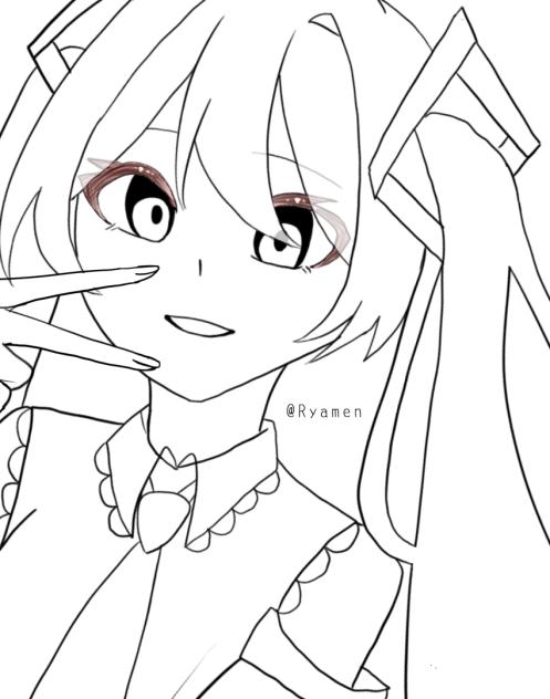 ミクちゃんの線画