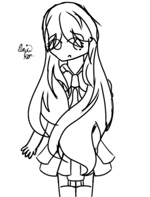 Girl with Hair from both Sides Sketch
