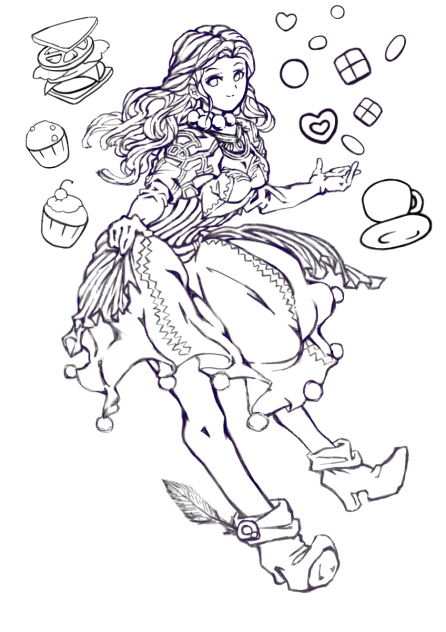 異世界カフェ娘 線画 途中までphotoshop Ibispaint