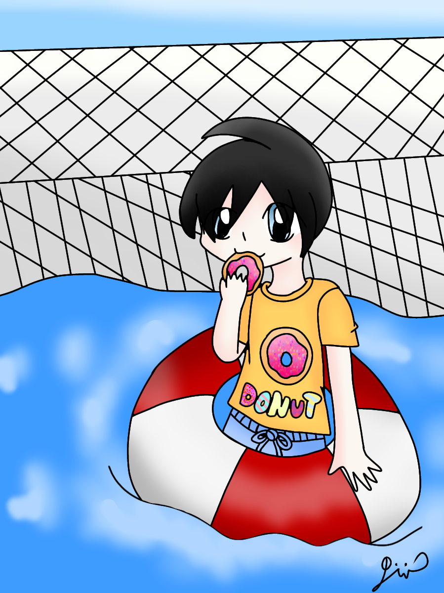 Shinji at the pool (chibi) - ibisPaint