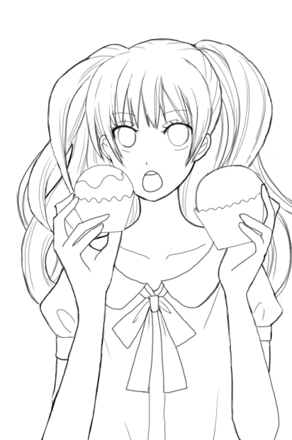 【線画】カップケーキ 塗っていただけると嬉しいです