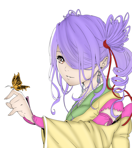 New shading girl with butterfly