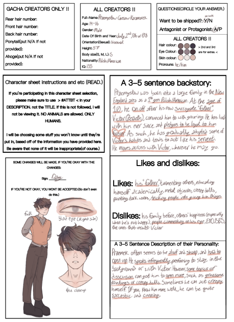 Character sheet for Isa