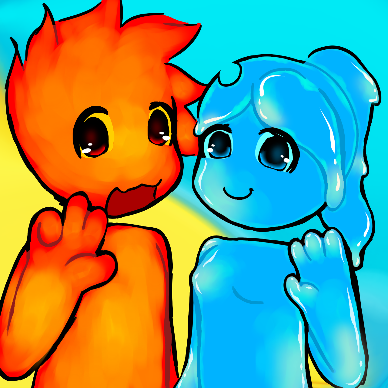 fire boy & water girl fanart - ibisPaint