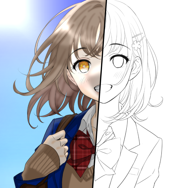 フリー線画塗ってみた！つなげてほしい！！4
