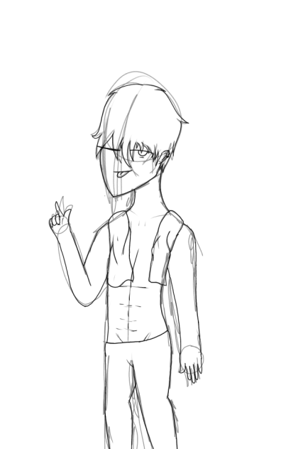 An outlined sketch for a character