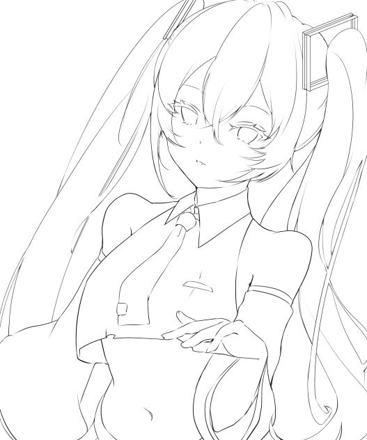 【線画】初音ミク(VOCALOID)