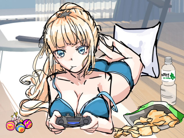 ゲームするうちの子ラフ