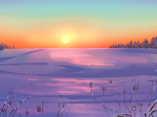 IBM1906 snow field sunset