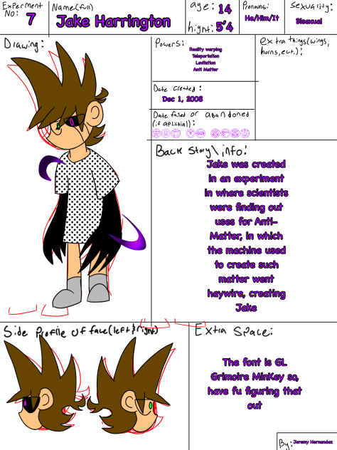 Jake ref sheet for Failed Experiments