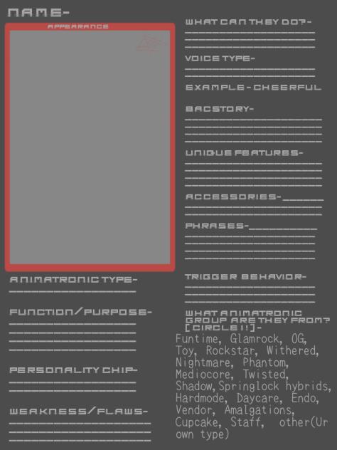 FNAF OC Sheet