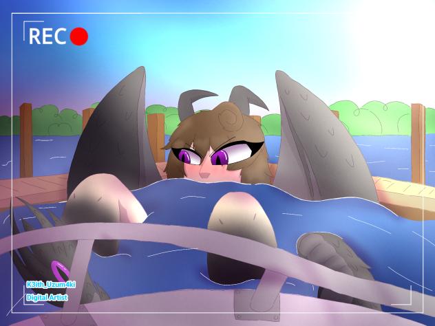 Aura trying to take a bath;