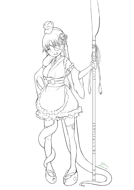 【線画】蛇使いの魔法少女