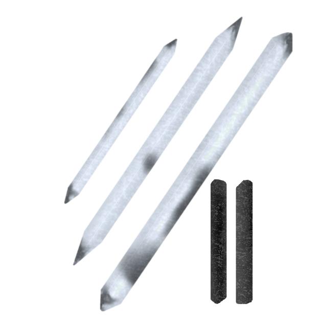 paper stamp and charcoal stick