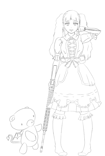 ゴスロリ挫折　線画