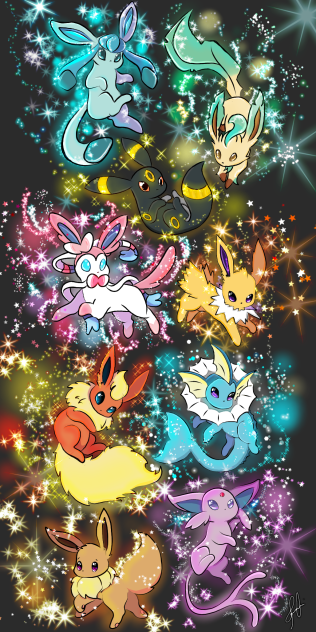 Pokemon Evee y evoluciones full color