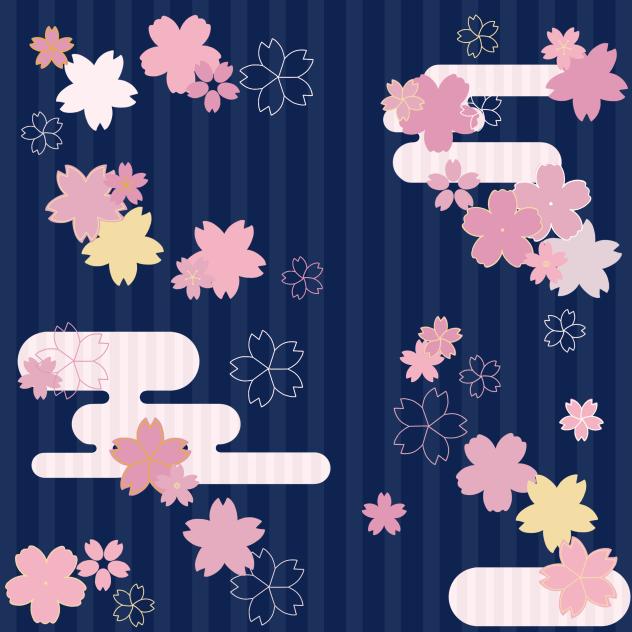 桜文様（濃藍色）