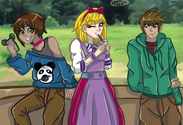 Mikari, Kaugua, and Ethan (left to right