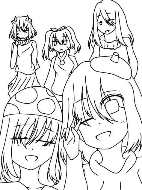 ゆみさん1周年記念！※擬人化注意　線画